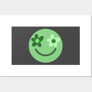 Green Happy Face Posters and Art